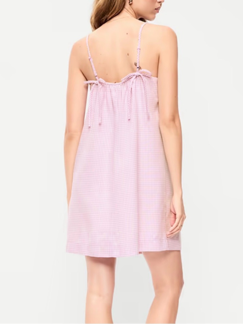 Old Navy Strappy Mini Shift Dress, lavender gingham Size Large NWT